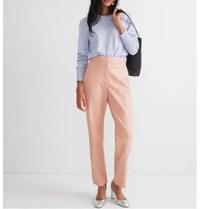 NWT J.Crew Women's 12 Kate Straight Leg Faux Leather Pant Peach Career Cocktail